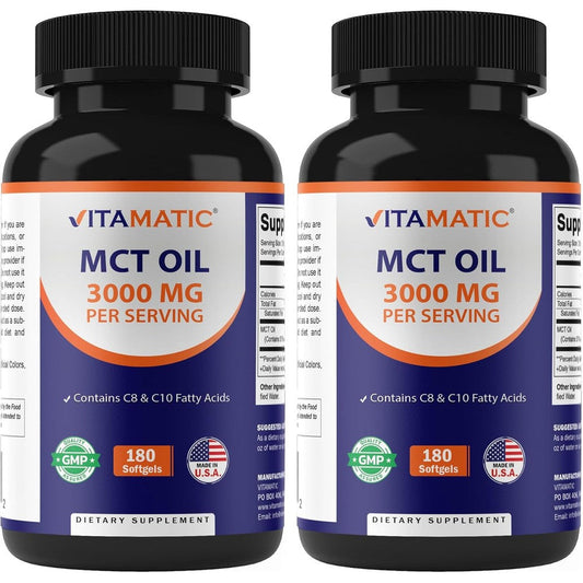 Vitamatic MCT Oil 3000mg 360 softgels front view packaging