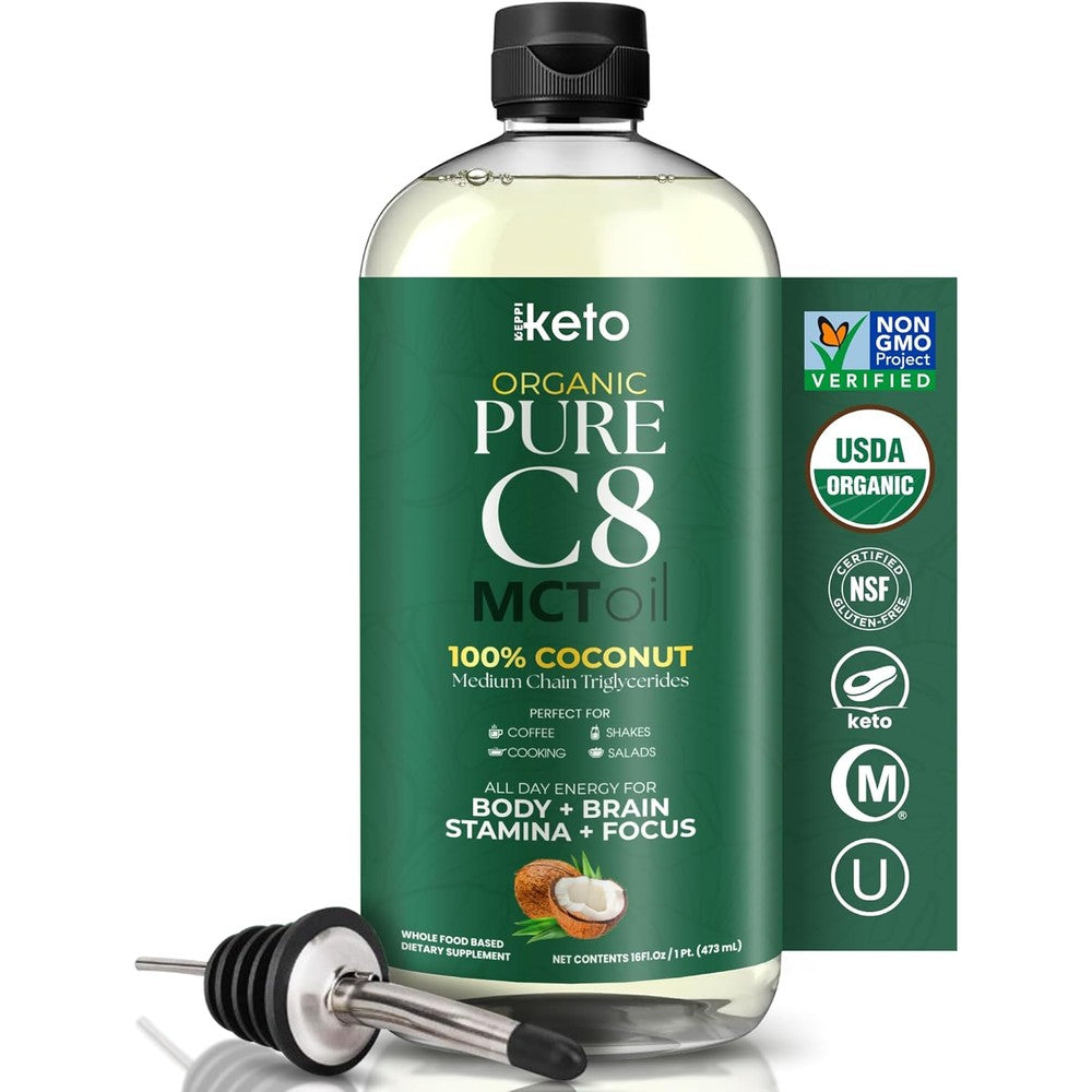 Keppi organic c8 mct oil front view bottle