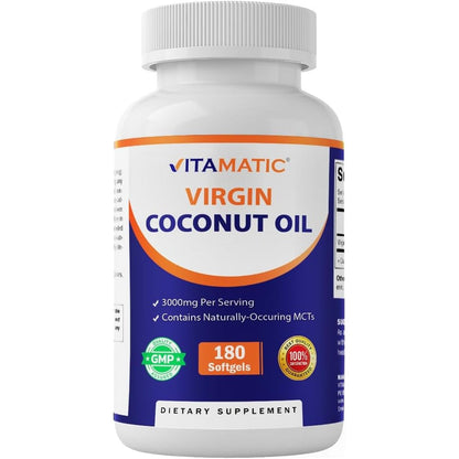 Vitamatic Virgin Coconut Oil 3000mg softgels front view