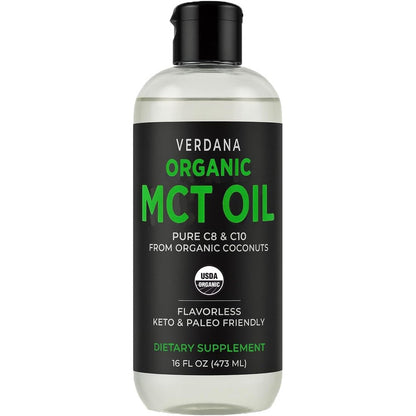 Verdana Organic MCT Oil 16 Fluid Ounce front bottle label