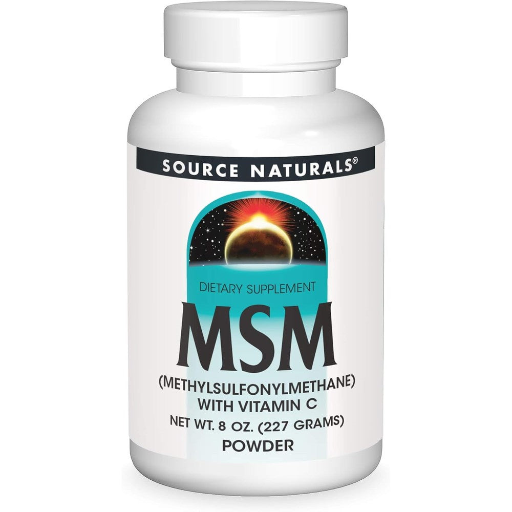 Source Naturals MSM with Vitamin C Powder 8 Ounce front container view for joint health