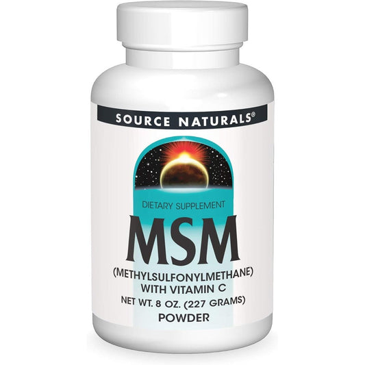 Source Naturals MSM with Vitamin C Powder 8 Ounce front container view for joint health