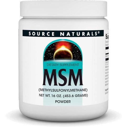 Source Naturals MSM Powder front view packaging container for joint support.