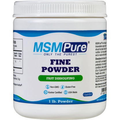 Kala Health MSMPure Fine Powder 1 pound container front view for joint supplement support