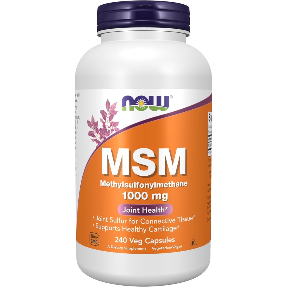 Now Foods MSM 1000 mg 240 Veg Capsules front view bottle