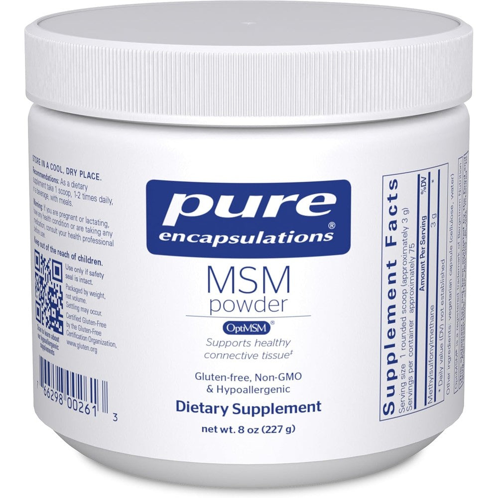 Pure Encapsulations MSM Powder front view of the supplement container.