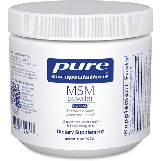 Pure Encapsulations MSM Powder front view bottle for joint mobility supplement