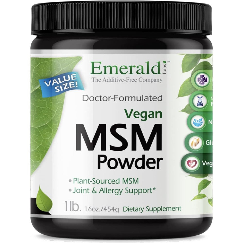 Emerald Labs Vegan MSM Powder 16 Ounce front view