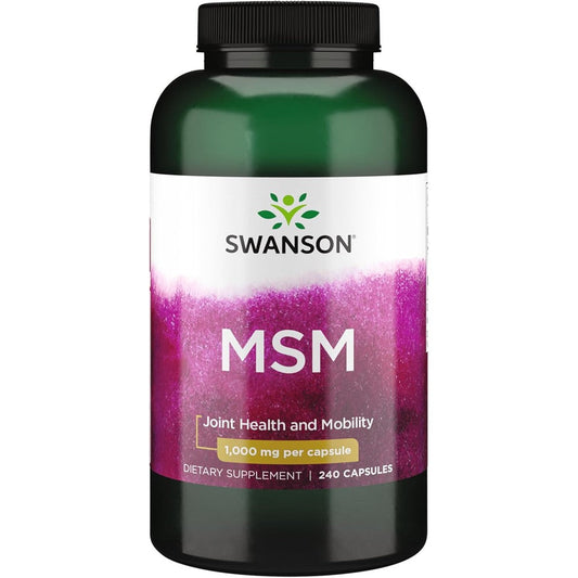 Swanson MSM 1000mg 240 capsules front bottle view for authentic joint mobility support