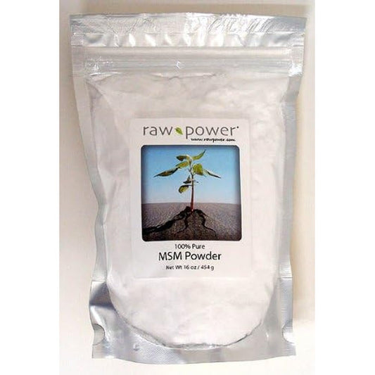 Raw Power MSM Powder 16 Ounce front view authentic USA imported dietary supplement packaging