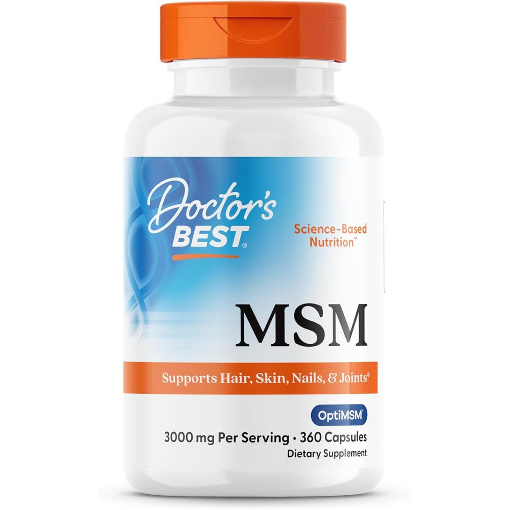 Doctor's Best MSM with OptiMSM front view bottle supplement