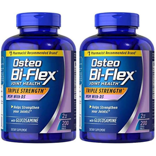 Osteo Bi-Flex Triple Strength MSM and Vitamin D3 200 Tablets front view authentic USA imported joint health supplement