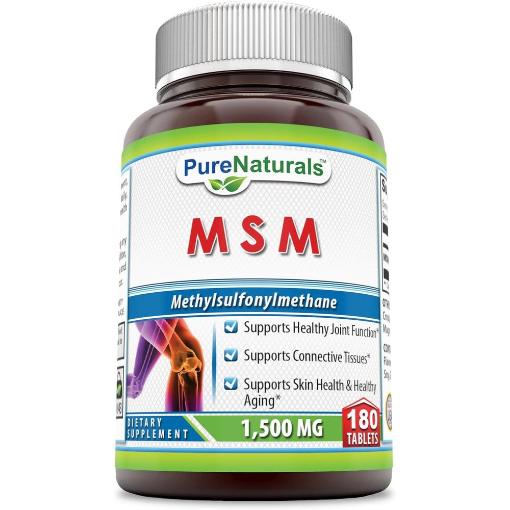 Pure Naturals MSM 1500mg Tablets front view bottle supplement