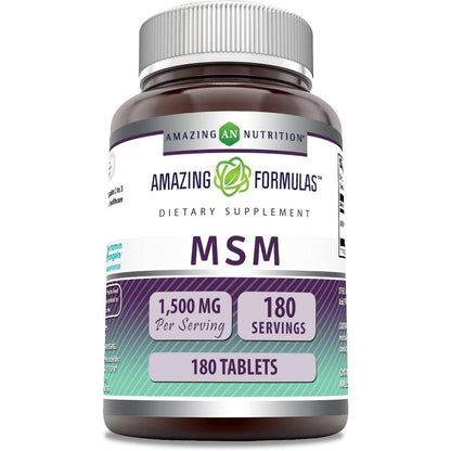 Amazing Nutrition MSM 1500 mg joint health supplement front bottle view