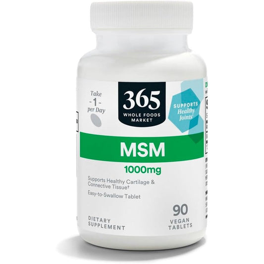 365 by Whole Foods Market MSM 1000 mg joint supplement front view bottle