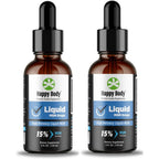 Happy Body liquid MSM drops front view showing amber glass bottle and label