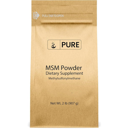 Pure Original Ingredients MSM Powder front view of two pound packaging for joint and skin health.