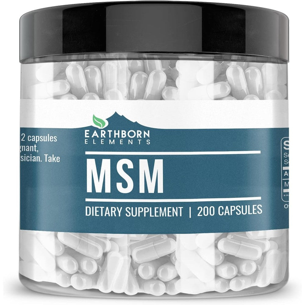 Earthborn Elements Methylsulfonylmethane capsules bottle front view dietary supplement