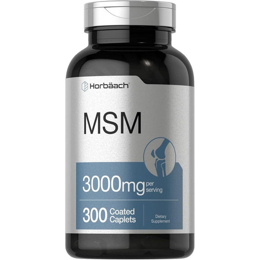 Horbaach MSM 3000mg with Calcium 300 caplets bottle front view for joint health