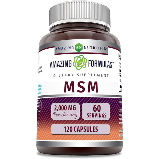 Amazing Nutrition MSM 2000mg 120 Capsules front view bottle for joint health