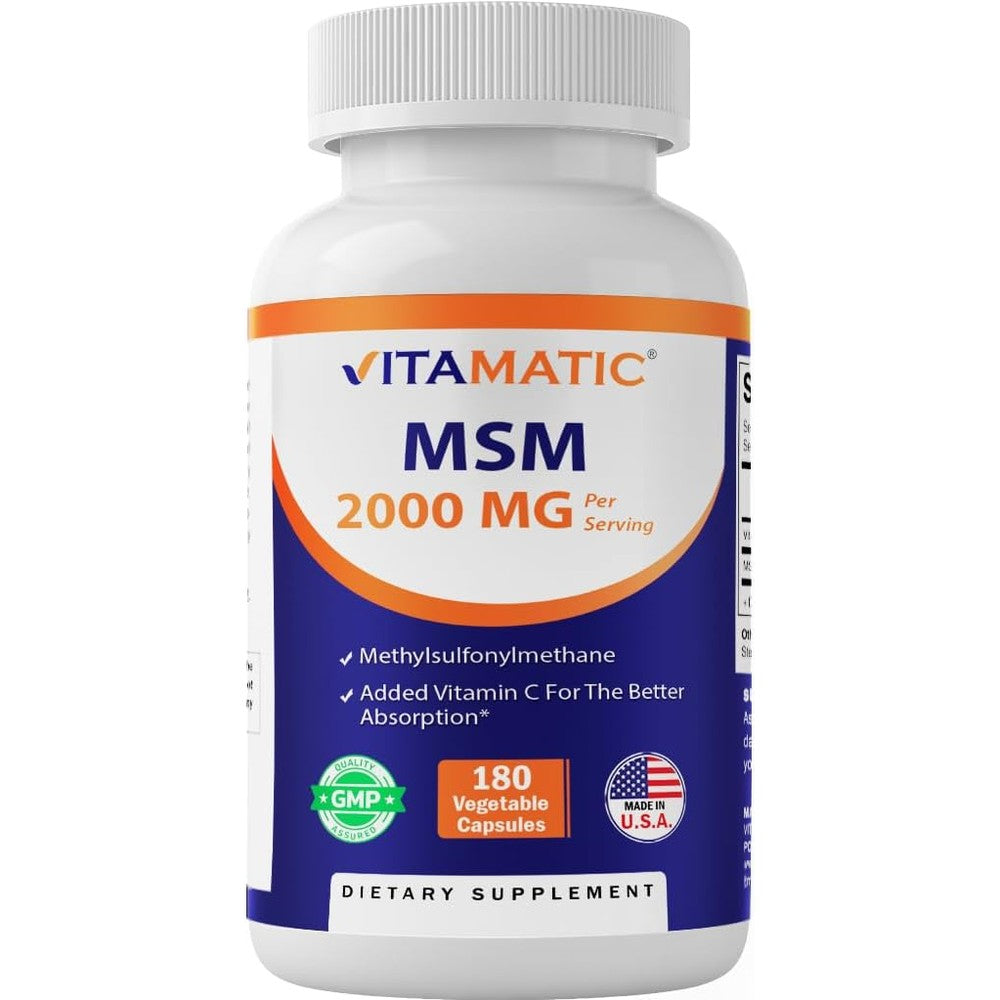 Vitamatic MSM 2000mg capsules front view bottle