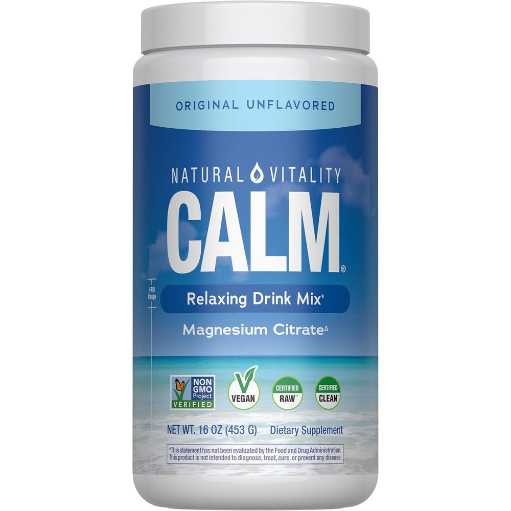 Natural Vitality Calm Magnesium Anti Stress Drink Mix Original 16 Ounce canister front view