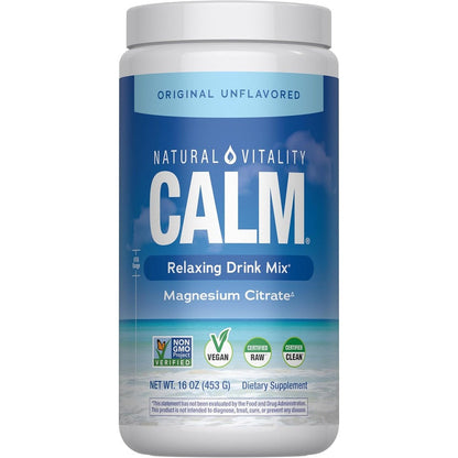 Natural Vitality Calm Magnesium Anti Stress Drink Mix Original 16 Ounce canister front view