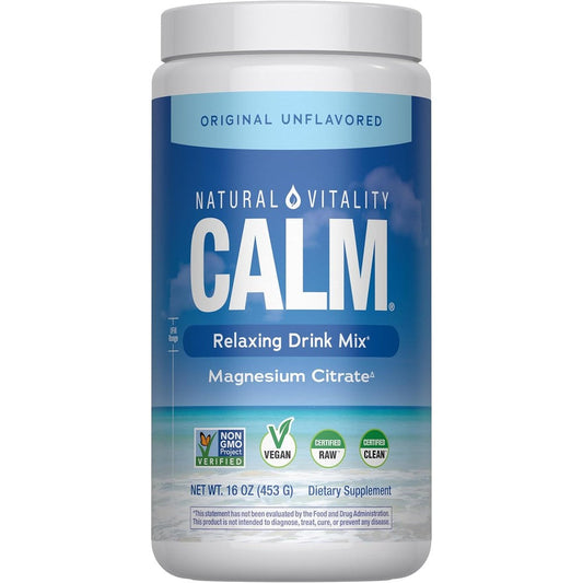 Natural Vitality Calm Magnesium Anti Stress Drink Mix Original 16 Ounce canister front view