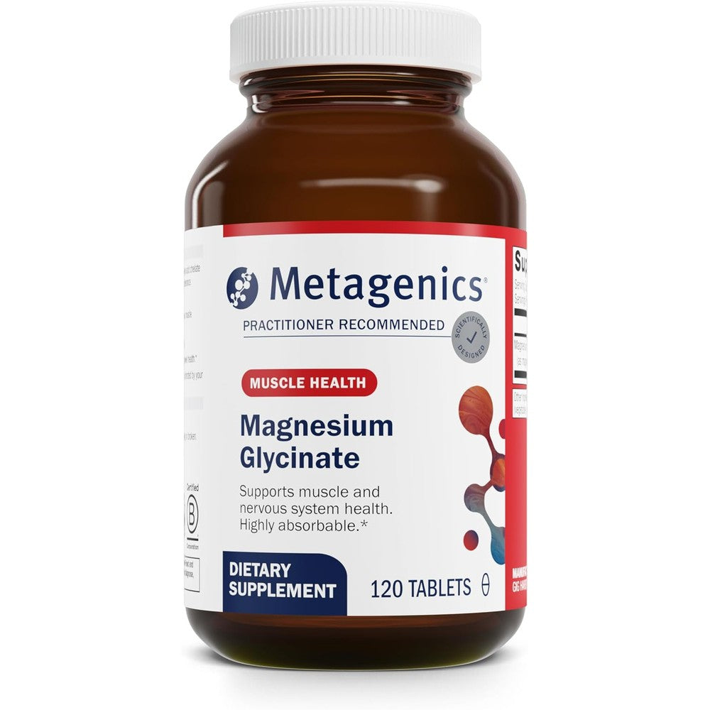 Metagenics Magnesium Glycinate 120 Tablets front bottle view authentic supplement India