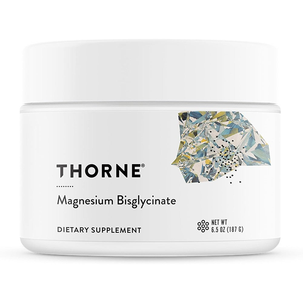 Thorne Magnesium Bisglycinate Powder 6.5 Ounce front jar view