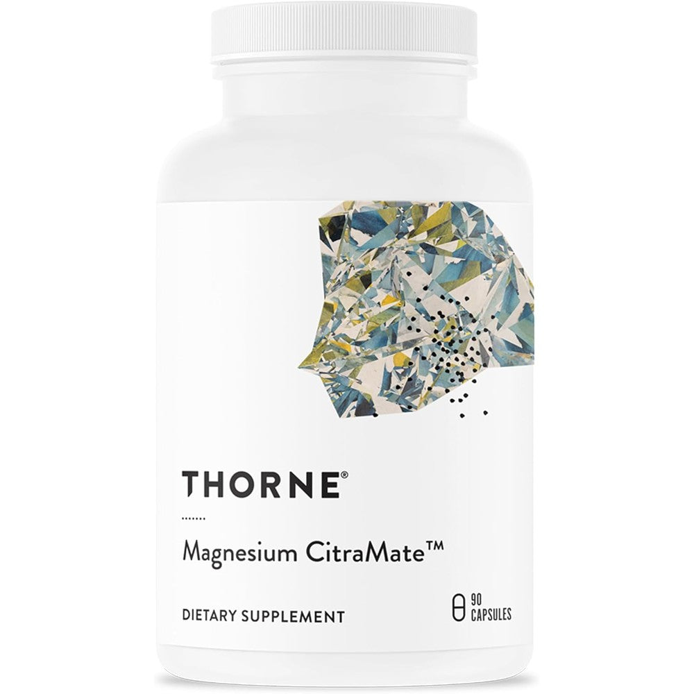 THORNE Magnesium CitraMate 90 Vegetarian Capsules front view bottle premium supplement