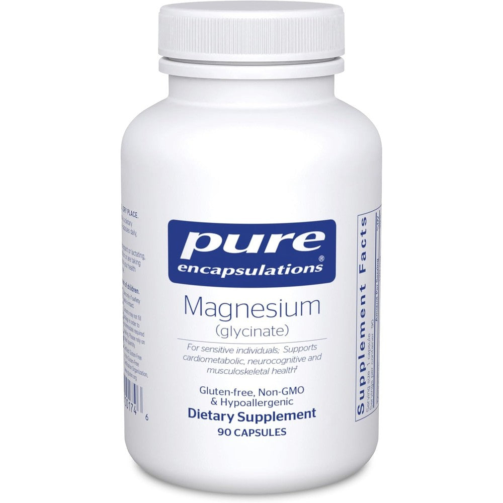 Pure Encapsulations Magnesium Glycinate 90 capsules bottle front view showing product labels