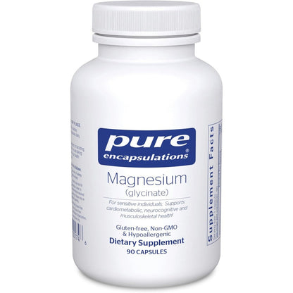 Pure Encapsulations Magnesium Glycinate 90 capsules bottle front view showing product labels