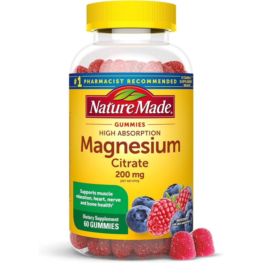 Nature Made High Absorption Magnesium Citrate 60 Gummies front bottle view