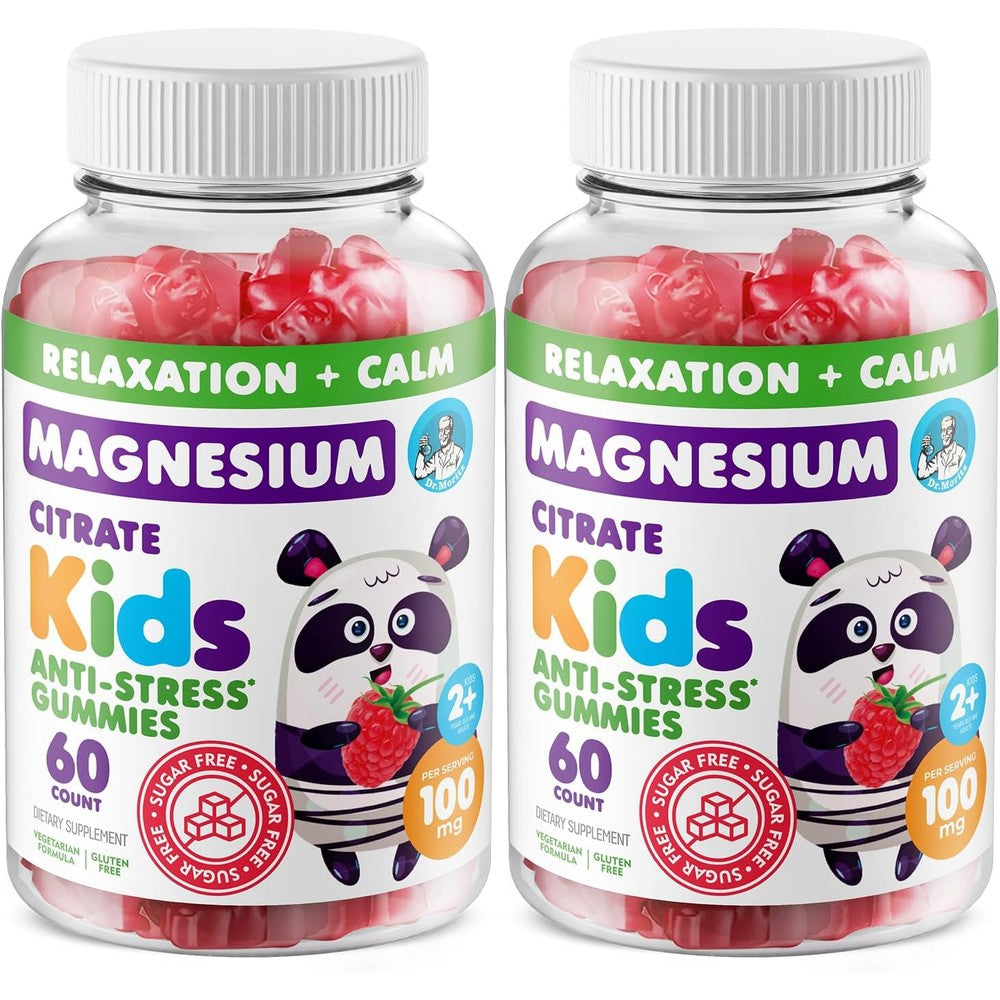 Dr. Moritz Sugar Free Magnesium Citrate Calm Gummies front view showing the product packaging and raspberry flavor label.