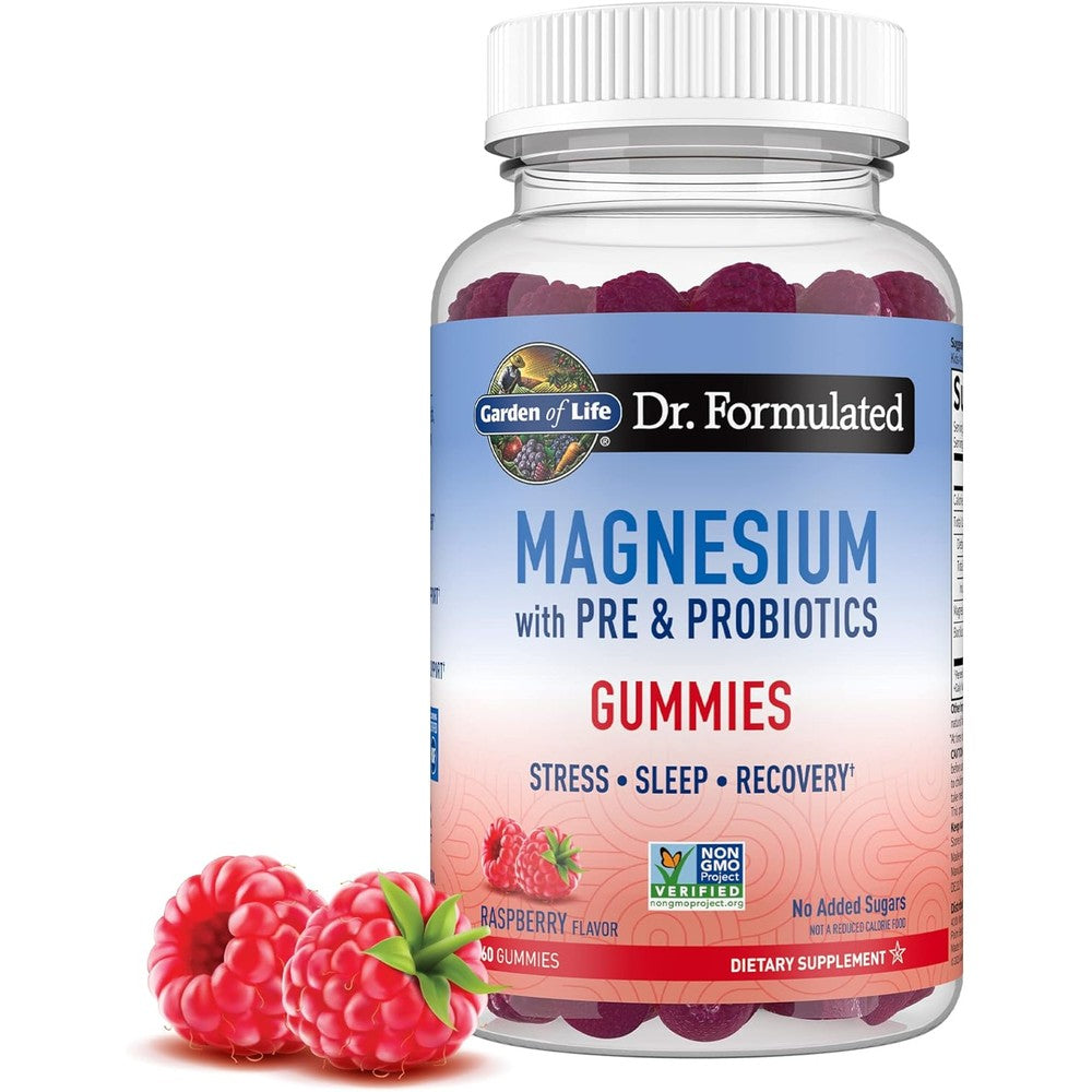 Garden Of Life Dr. Formulated Magnesium Citrate 60 Gummies front view bottle for stress and sleep support.