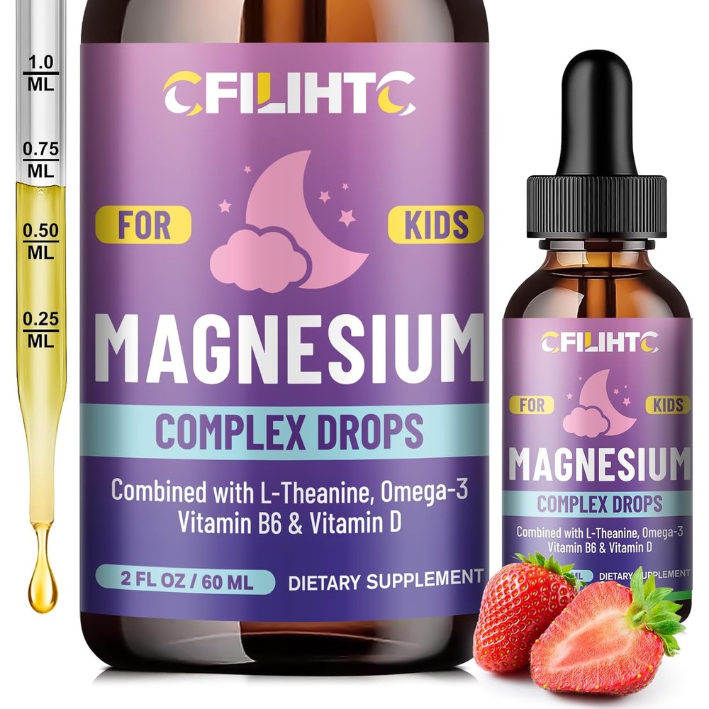 CFILIHTC Kids Magnesium Glycinate Liquid Drops front view for children's sleep and calm.