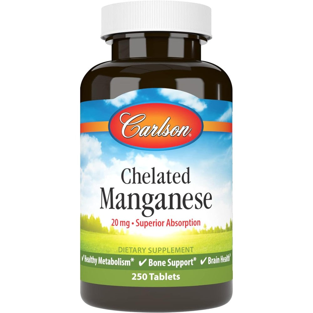 Carlson Chelated Manganese 20 mg 250 Tablets front view