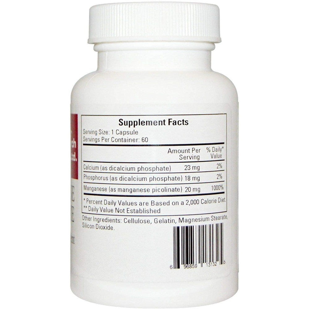 Ecological Formulas Manganese Picolinate 20mg 60 Capsules front view