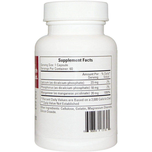 Ecological Formulas Manganese Picolinate 20mg 60 Capsules front view