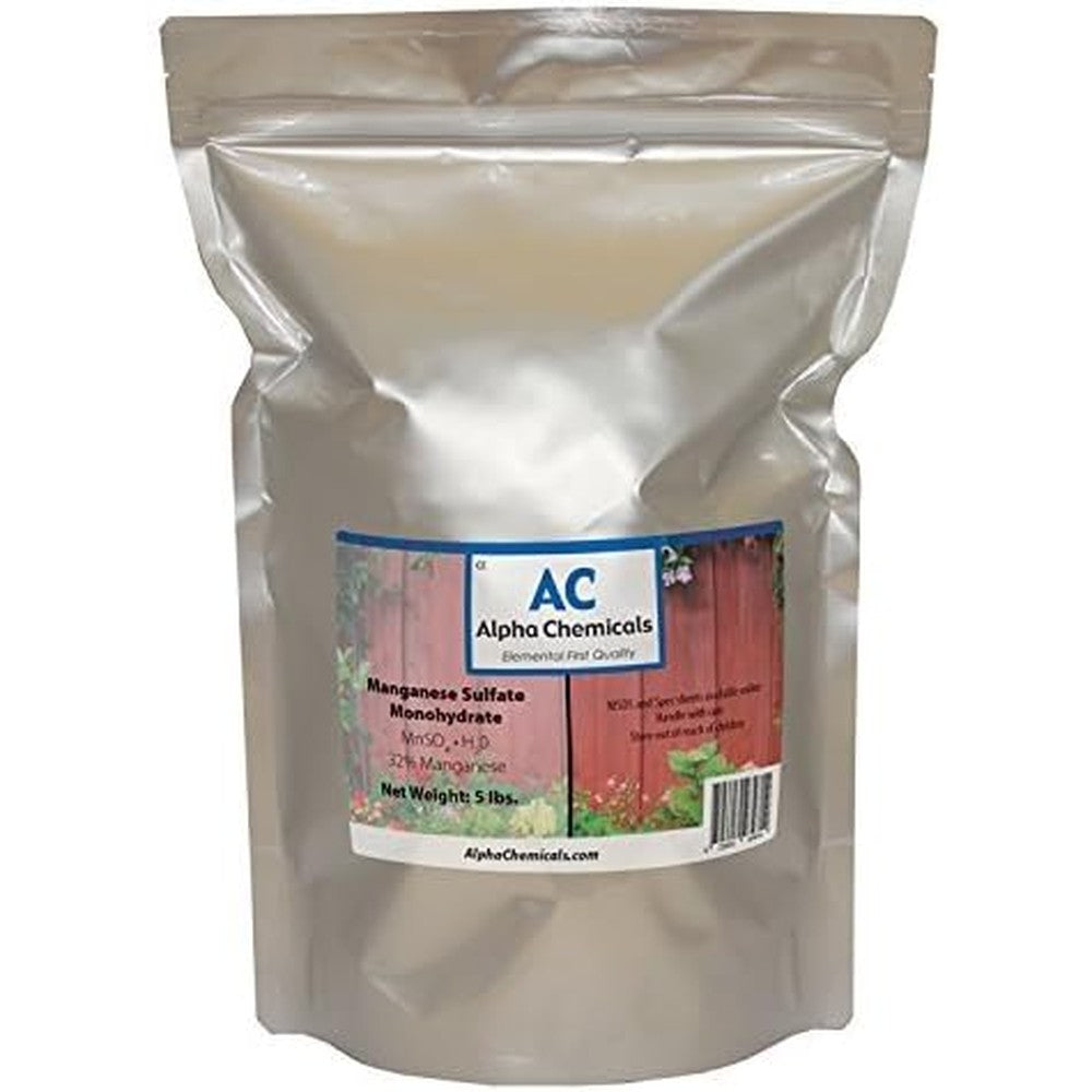 Alpha Chemicals Manganese Sulfate Monohydrate 5lb powder bag front view