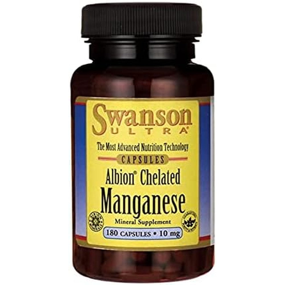 Swanson Albion Chelated Manganese 10 mg 180 Capsules front view mineral supplement