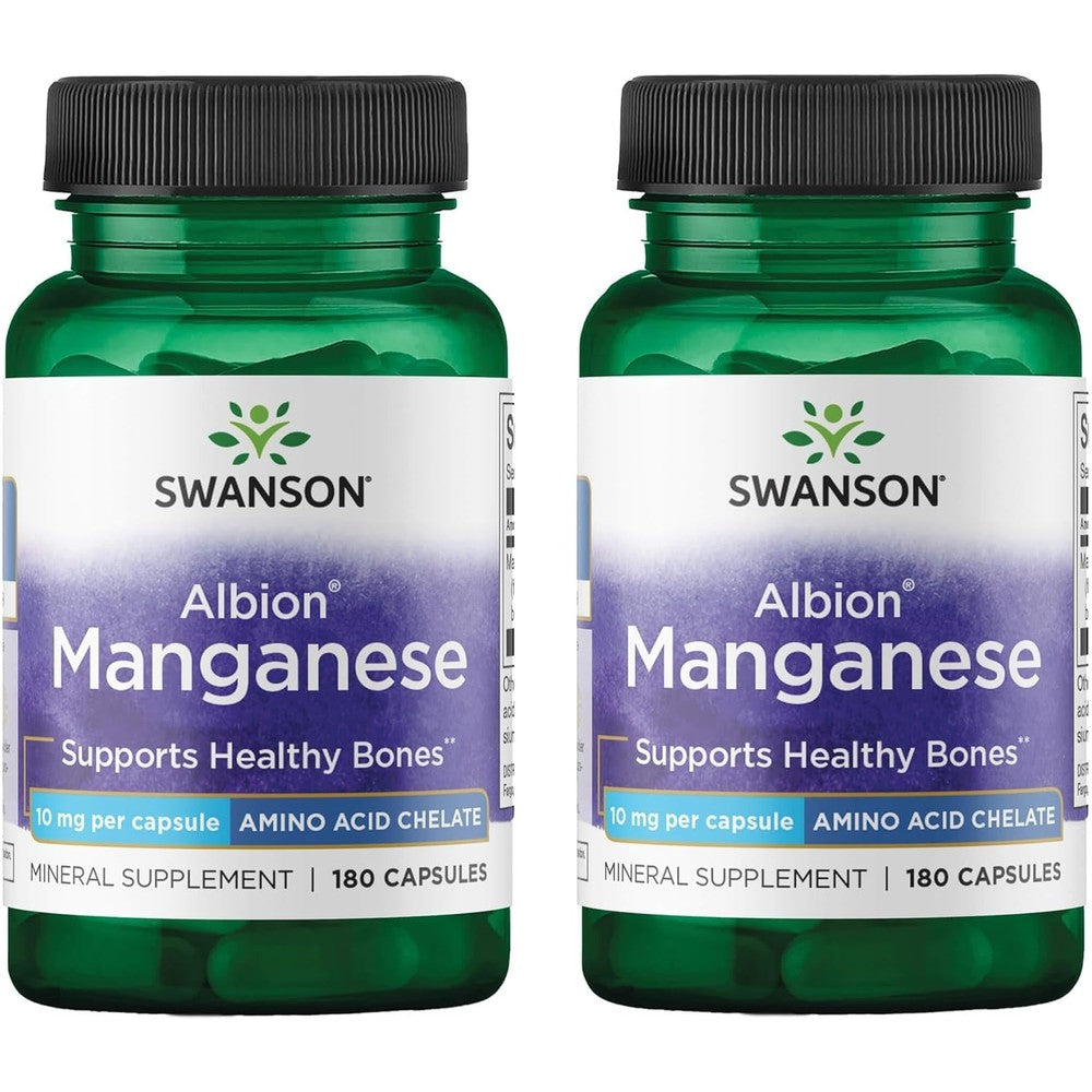 Swanson Albion Chelated Manganese 10mg capsules front view mineral supplement