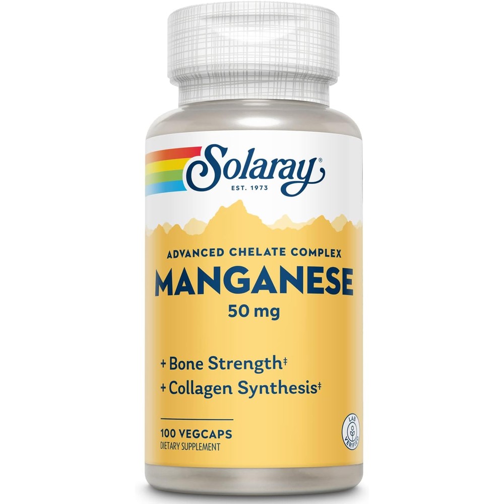 Solaray Manganese 50mg essential trace mineral bottle front view