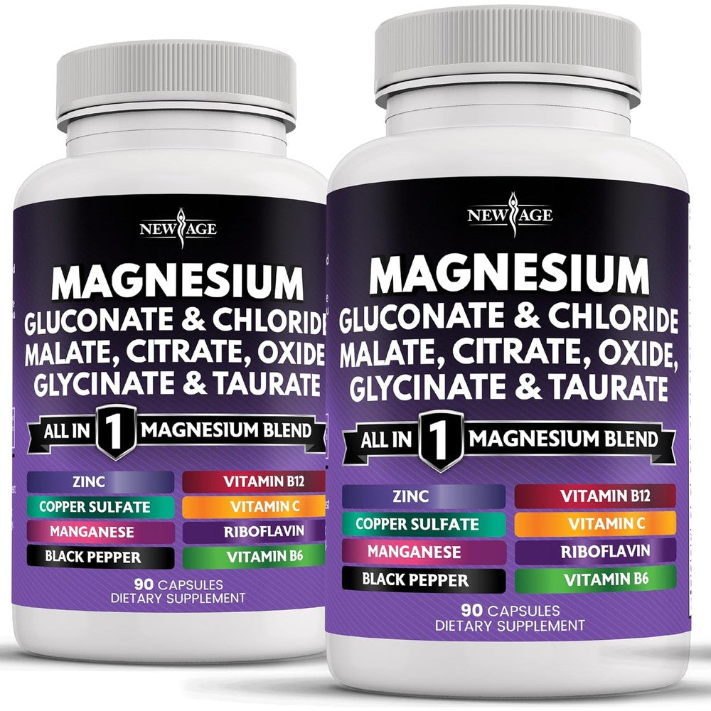 New Age Complex Magnesium and Manganese supplement bottle front view.