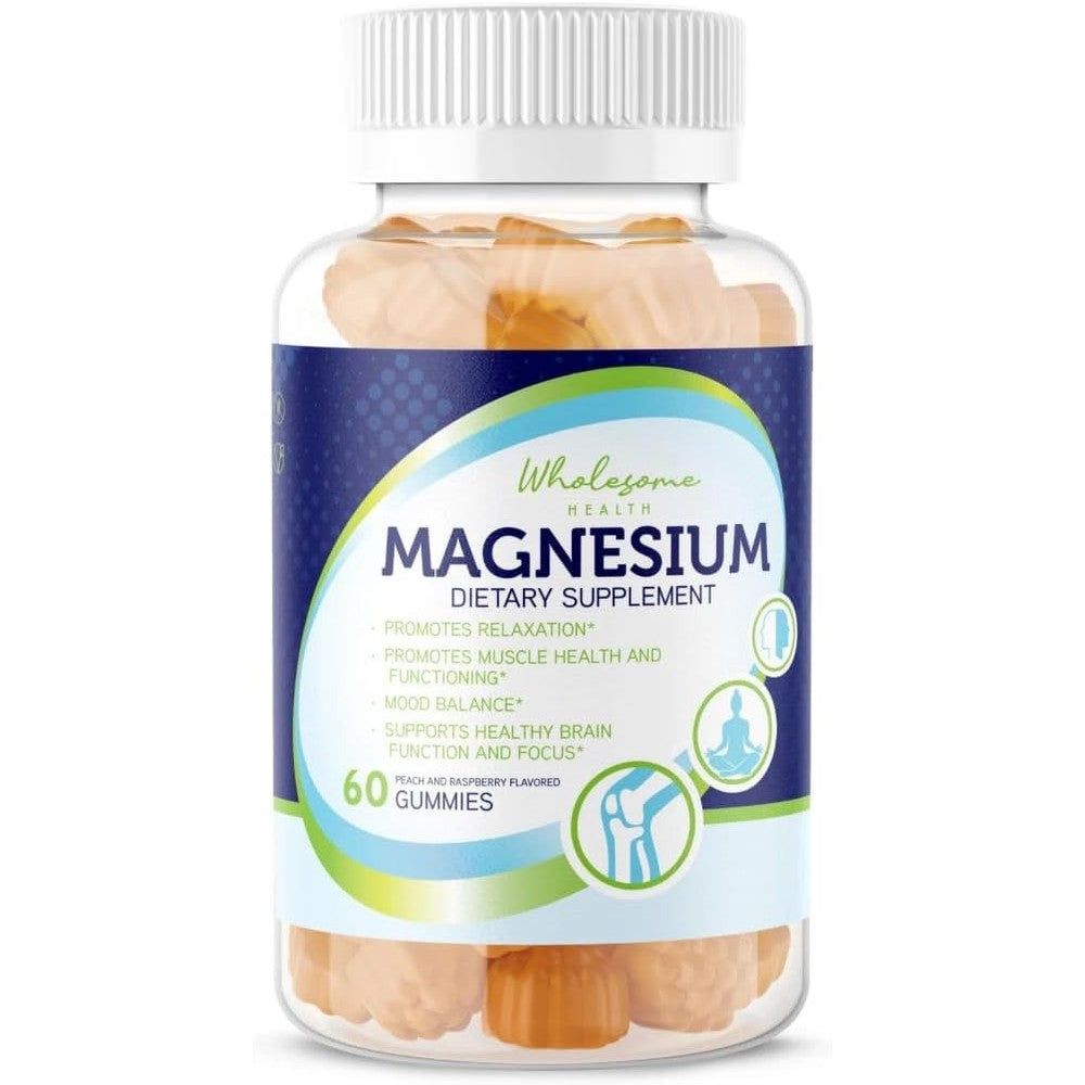 Wholesome Health Magnesium Glycinate sugar free gummies front view bottle