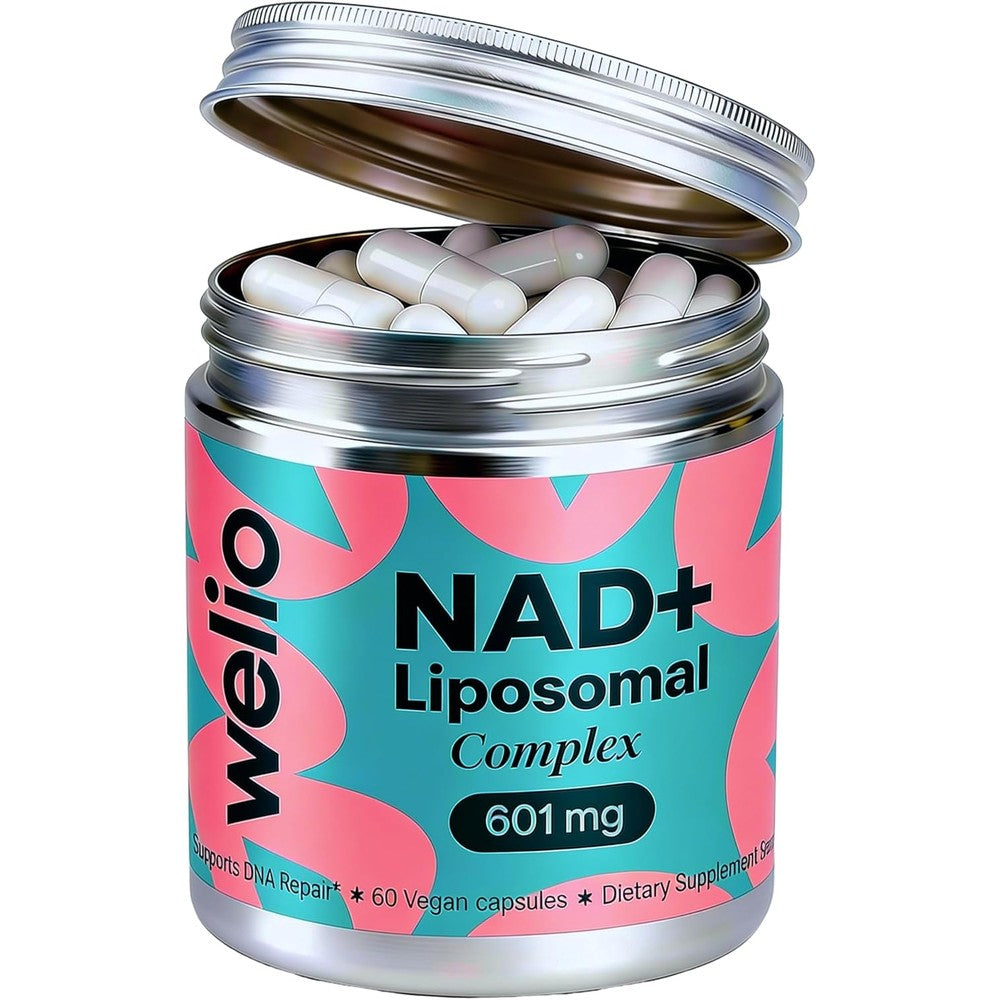 Welio Liposomal NAD Supplement bottle front view for energy support