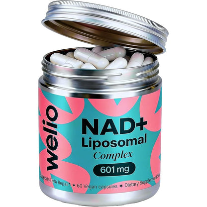 Welio Liposomal NAD Supplement bottle front view for energy support