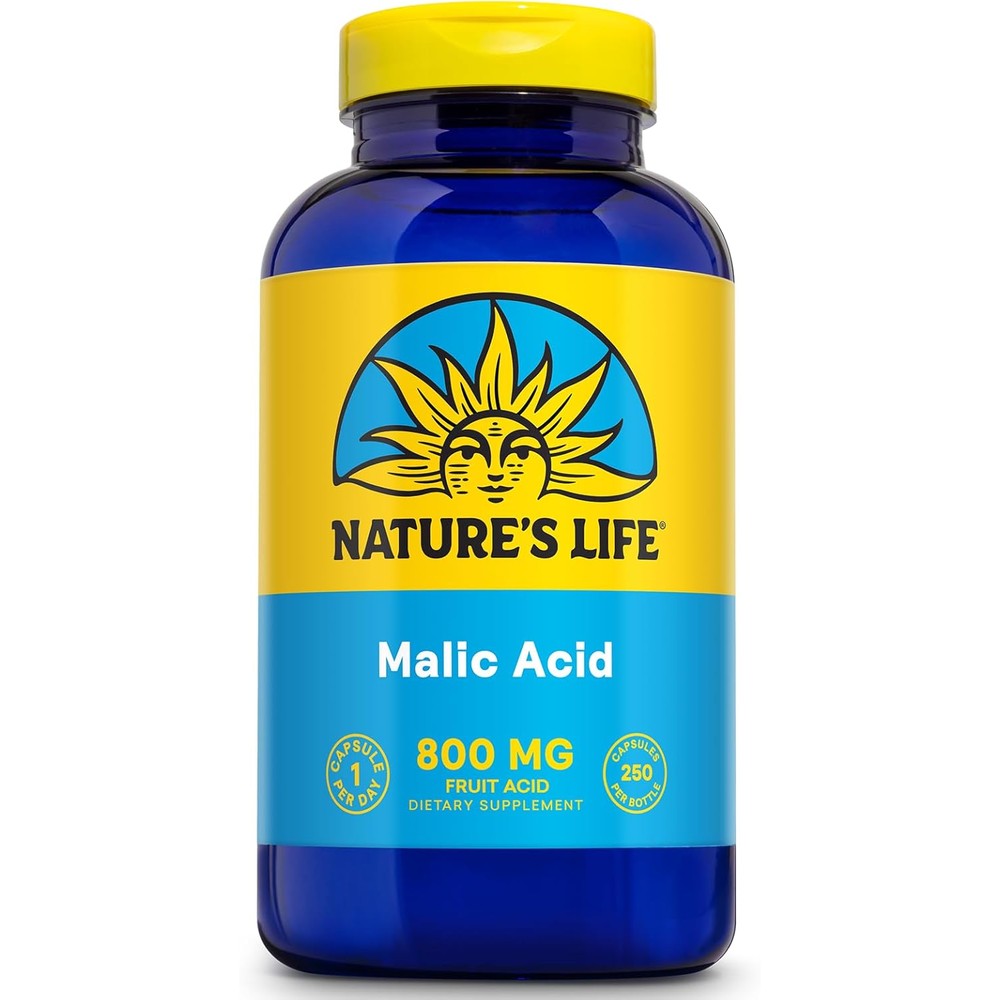 Nature's Life Malic Acid 800mg vegetarian supplement front view bottle
