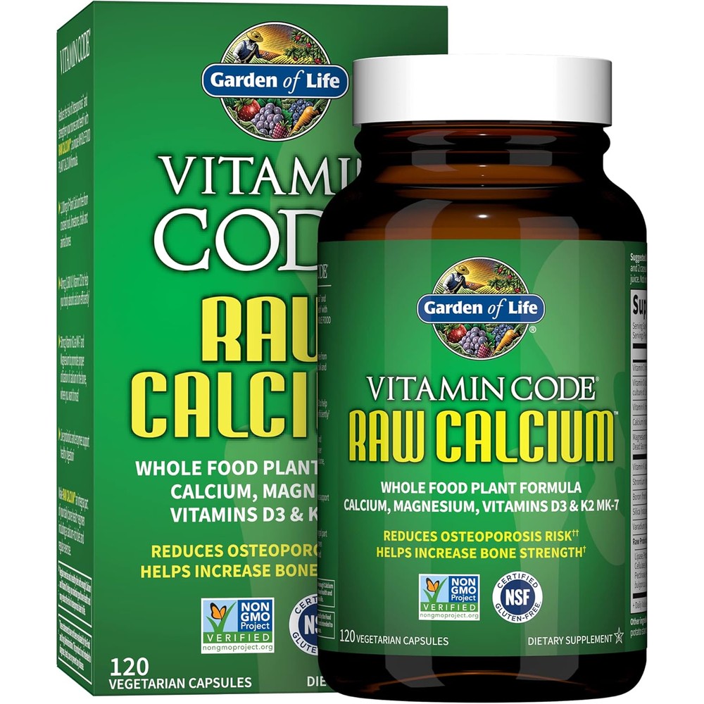 Garden of Life Vitamin Code Raw Calcium 120 capsules front packaging bottle view for bone health support